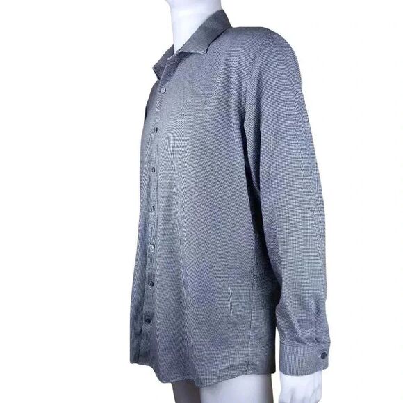 Kenneth ColeβReaction Large Slim Fit Men's Houndstooth Button Up Long Sleeve Top - Picture 5 of 11
